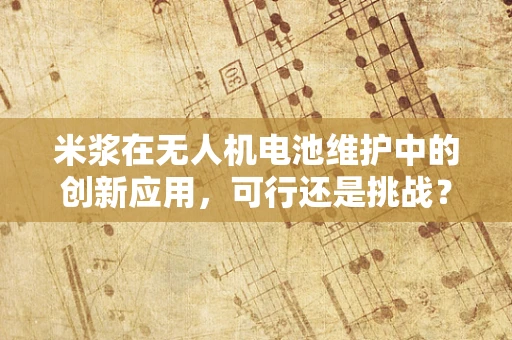 米浆在无人机电池维护中的创新应用，可行还是挑战？