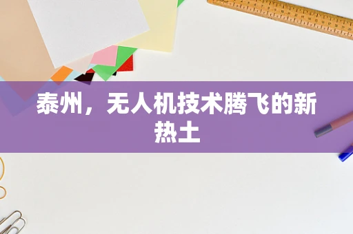 泰州，无人机技术腾飞的新热土