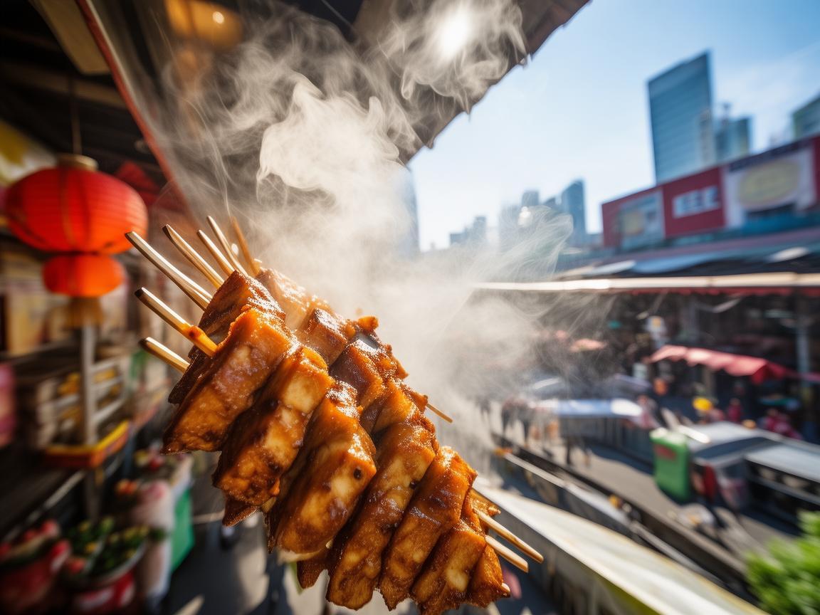 无人机视角下的烤豆腐串飘香之旅