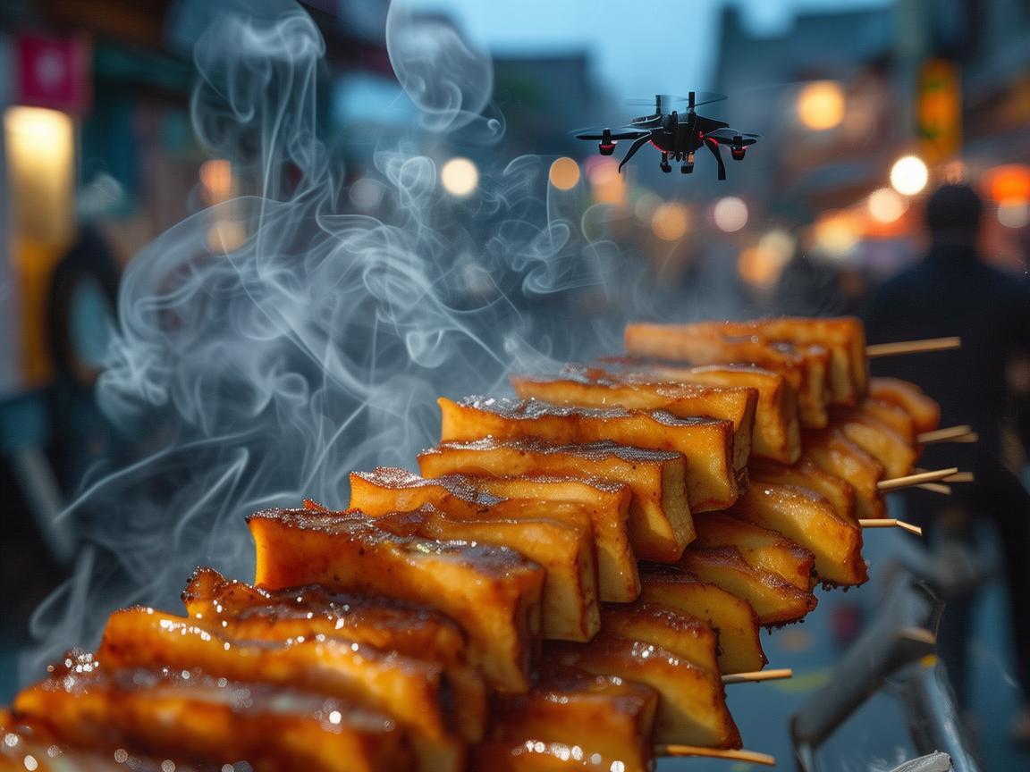 无人机助力烤豆腐串飘香之旅